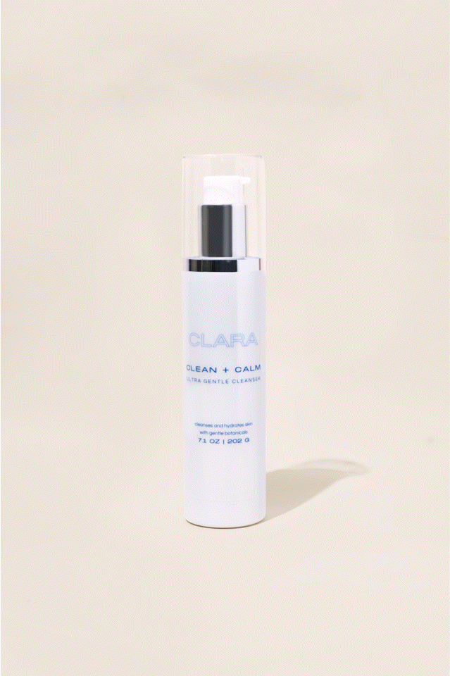 Clean + Calm Cleanser: Formulated with a hydrating octapeptide complex and soothing botanicals to condition the skin and leave it clean and soft