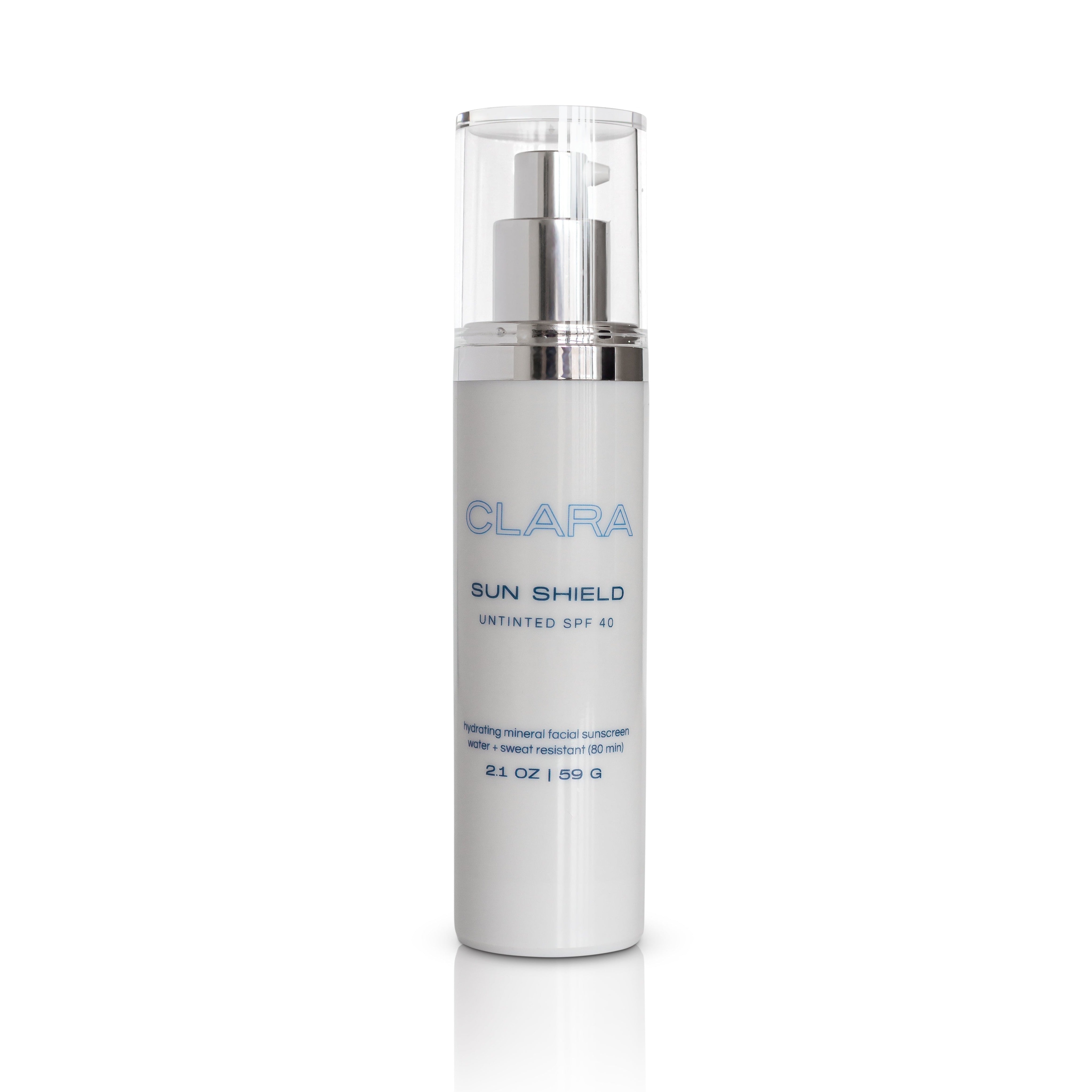 Sun Shield Sunscreen: 100% mineral sunscreen shields skin from UVA and UVB rays with broad-spectrum protection, bioflavenoids and glycoproteins sooth and revitalize the skin and dimethicone creates a silky, smooth finish